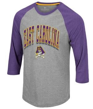 COLLOSEUM Mens East Carolina Pirates Baseball Tee Medium Grey Purple NWT